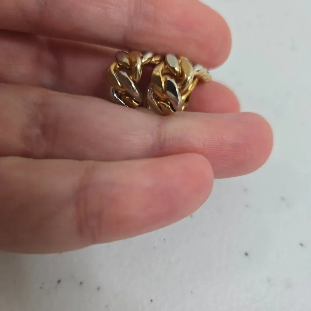 Swank Chain Cufflinks Gold Silver Tone Mens Flat Cuban Loop Mixed Metal